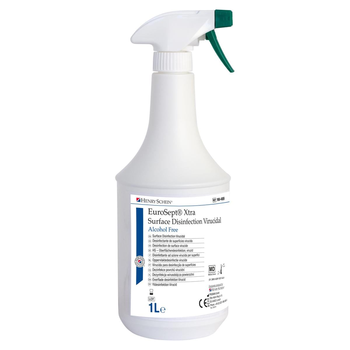 EuroSept Xtra Surface Disinfection Virucidal Alcohol Free - Fles met sproeikop, 1 liter