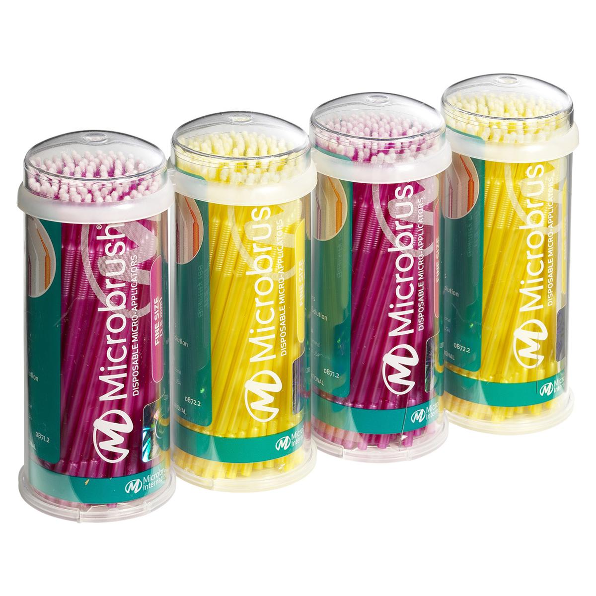 Microbrush in Tube verpakking - Fijn (1,5 mm) geel / roze, 2x 200 stuks
