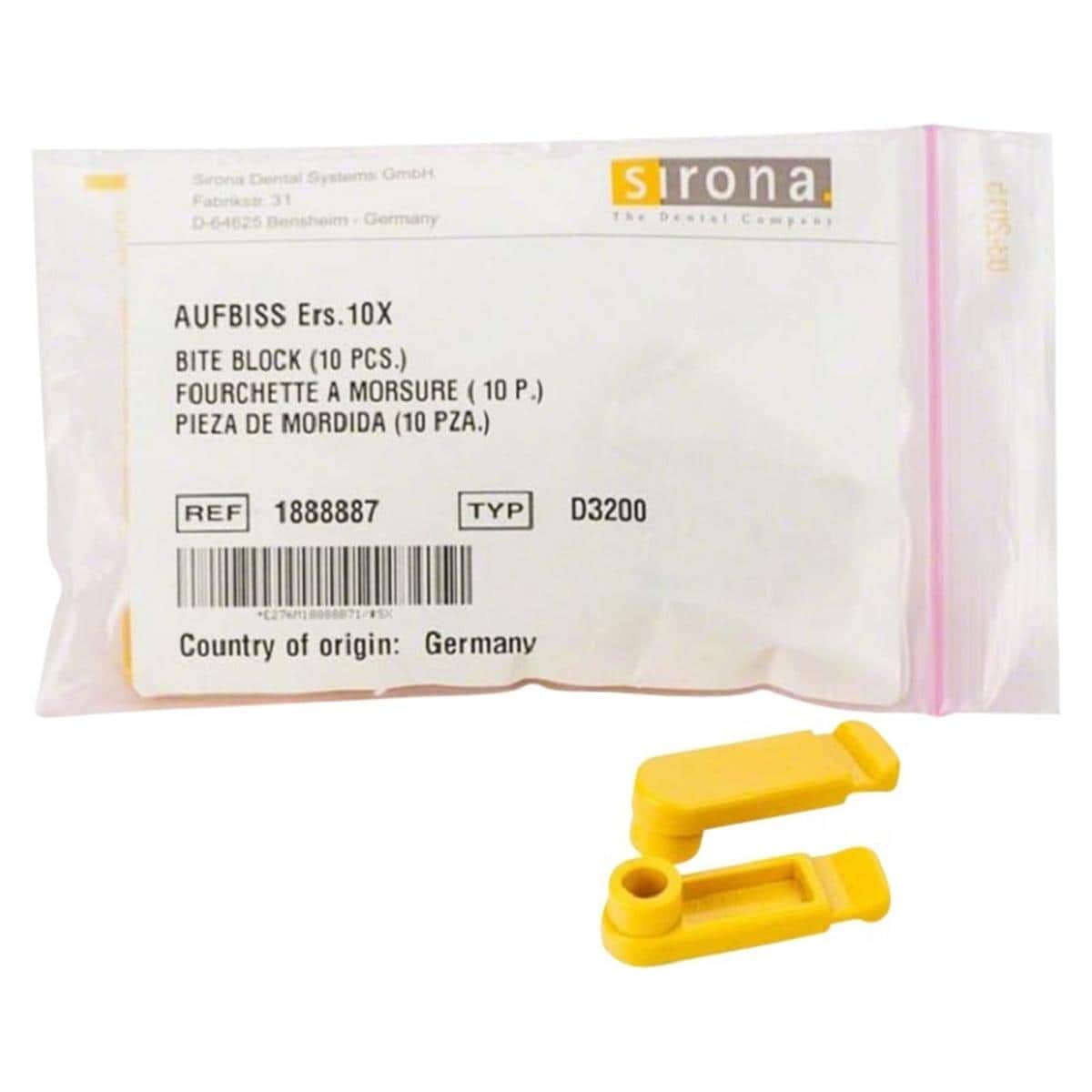 Orthophos biteblock jaune - Emballage, 10 pcs - Henry Schein