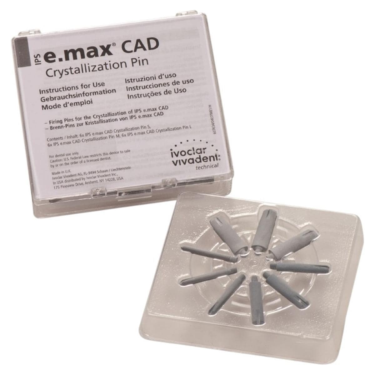 IPS e.max CAD Crystallization Tray Pins - S, M en L Pins, 18 stuks