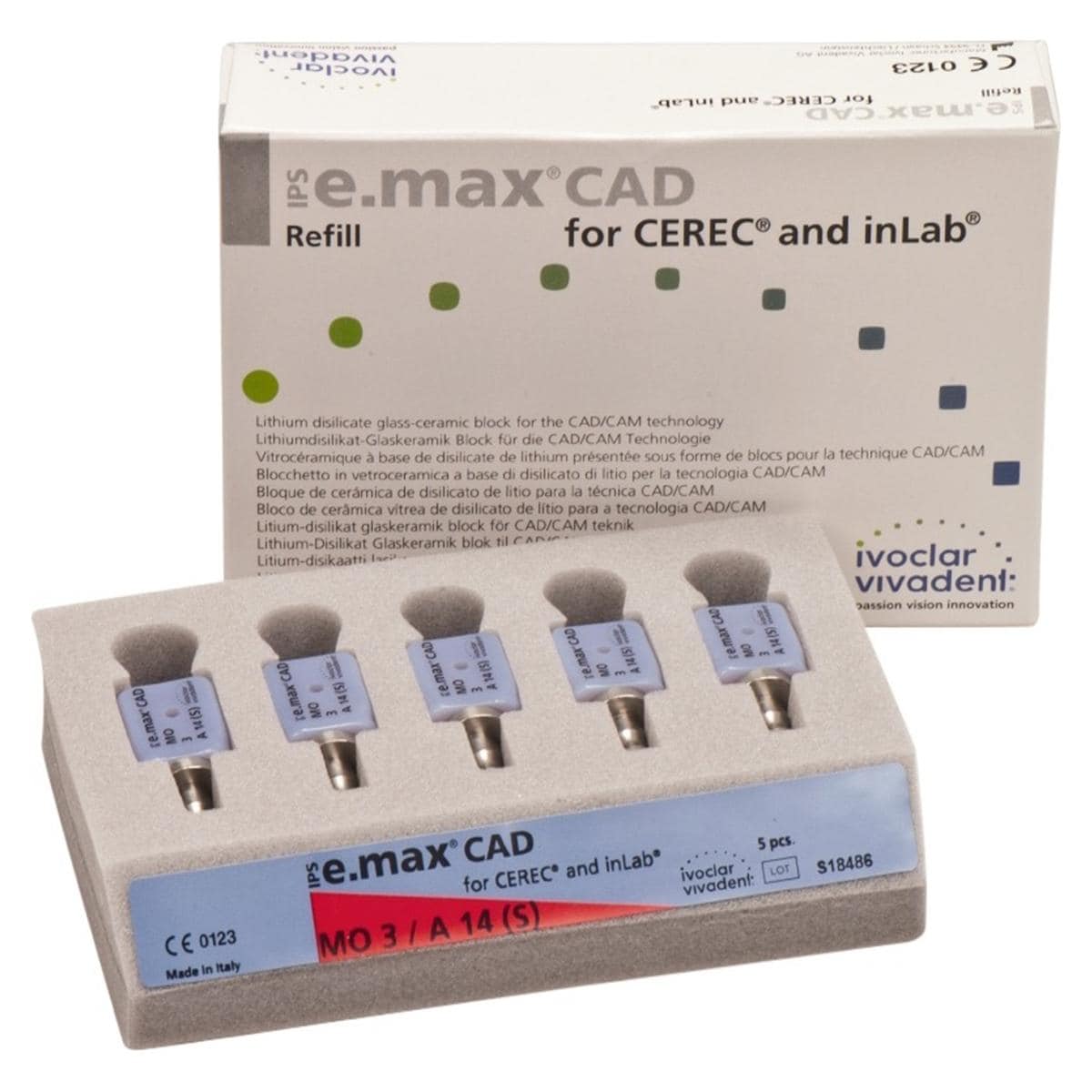 IPS e.max CAD Blocks voor Cerec en Inlab - MO 3, A14 S - 5 stuks