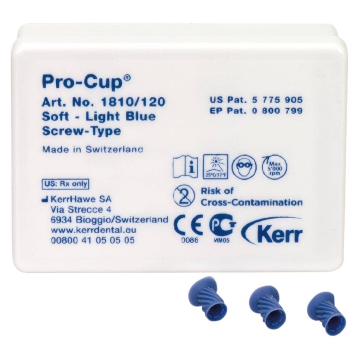 Pro-Cups, cupules  polir screw type - 1810/120 Pro-Cup Souple (bleu clair) - Cupule  vis, 120 pcs