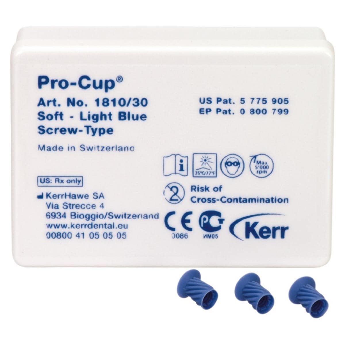 Pro-Cups, cupules  polir screw type - 1810/30 Pro-Cup Souple (bleu clair) - Cupule  vis, 30 pcs
