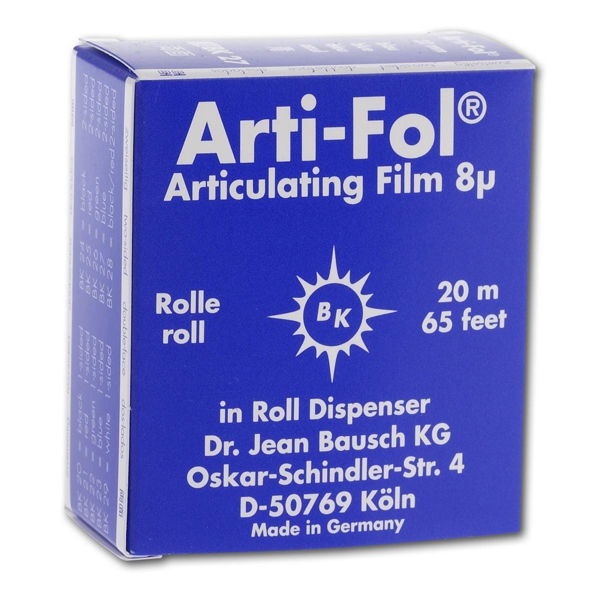 Arti-Fol double-face, 8 micron - rouleau, 22 mm large x 20 m, double face en distributeur, BK 27 bleu