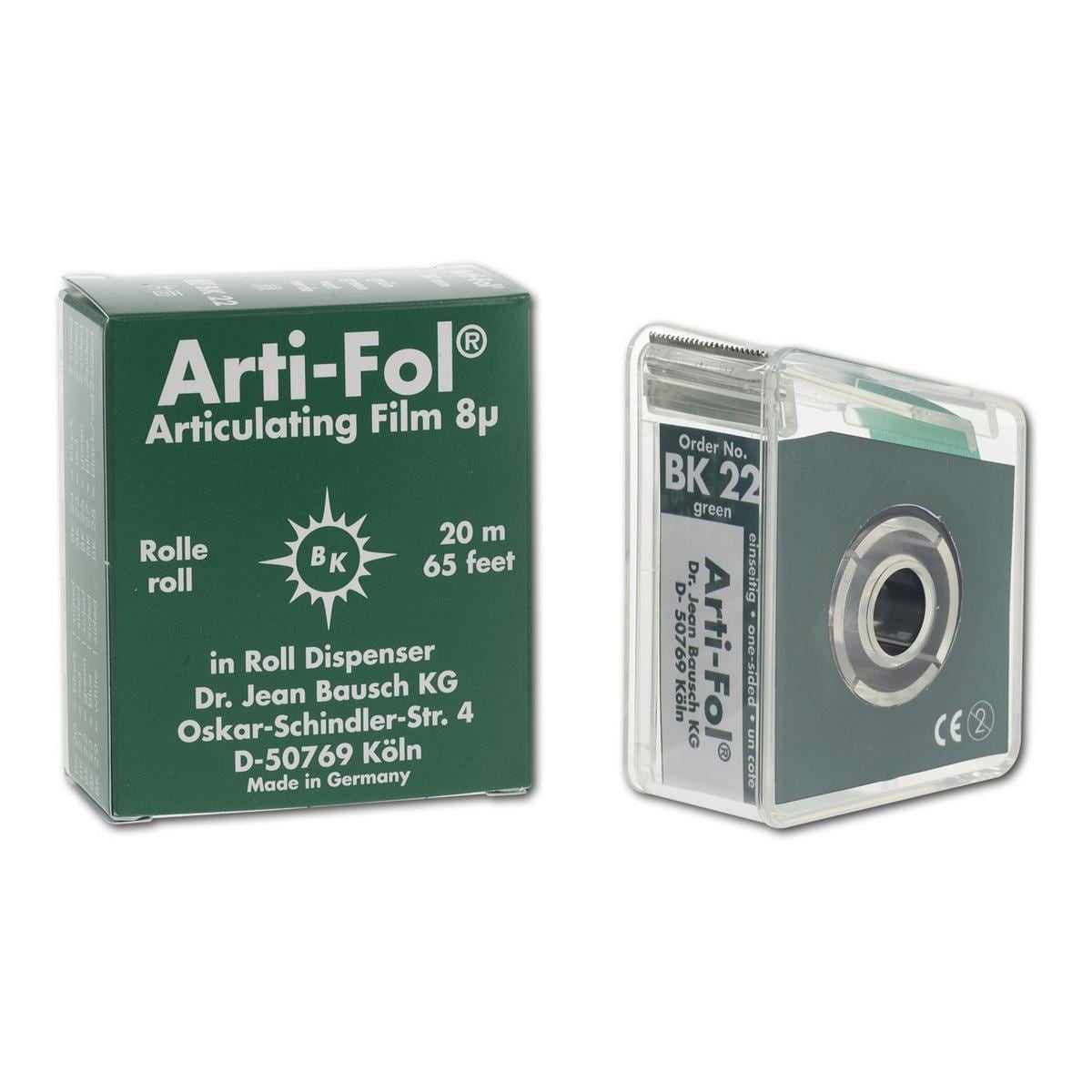 Arti-Fol simple-face, 8 micron - rouleau, 22 mm large x 20 m, simple face en distributeur, BK 22 vert