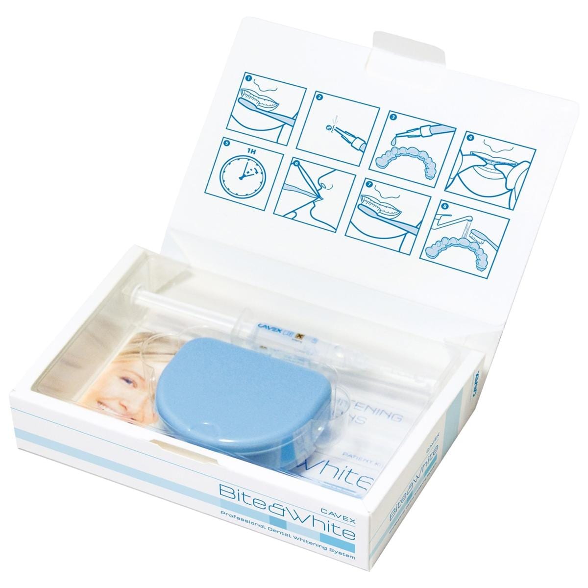 Bite&White - Patient Kit, BW000, 2 seringues de 3 ml, 1 bote de rangement et teintier.