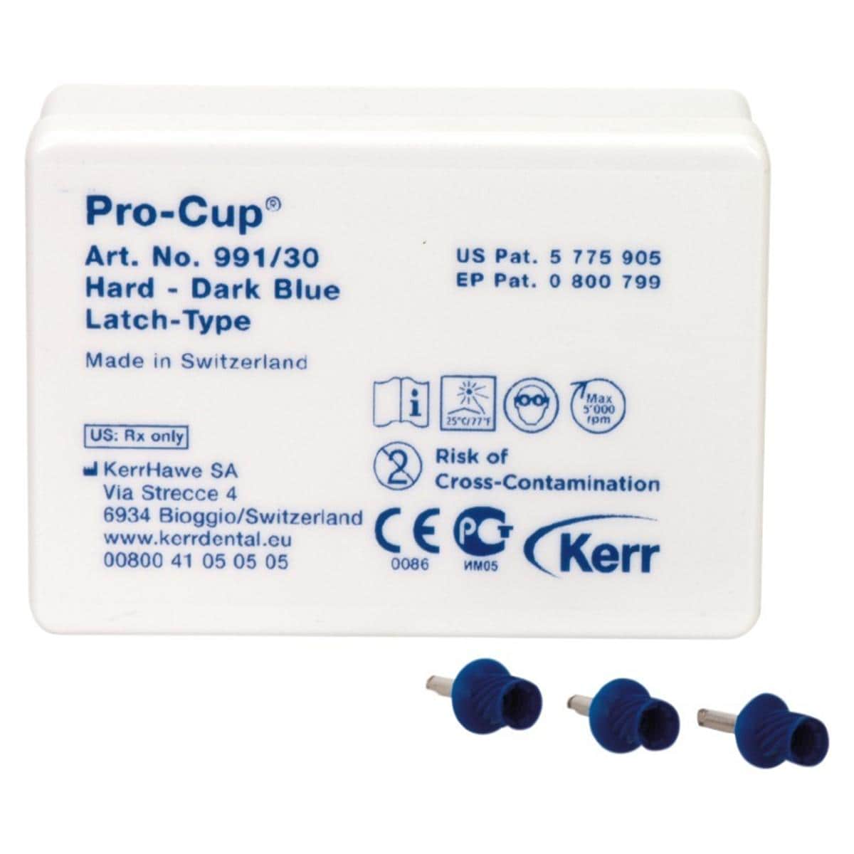 Pro-Cups, cupules  polir Latch type CA - 991/30, Pro-Cup Stries - Dures (bleu fonc) - Cupule pour CA, 30 pcs