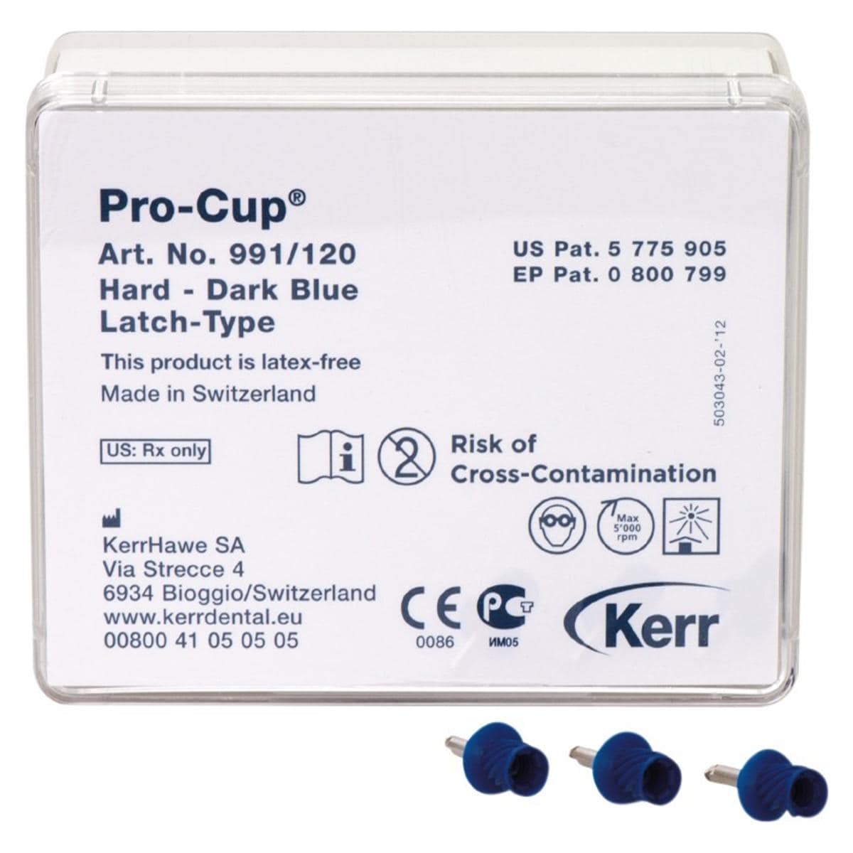 Pro-Cups, cupules  polir Latch type CA - 991/120 Pro-Cup Stries - Dures (bleu fonc) - Cupule pour CA, 120 pcs