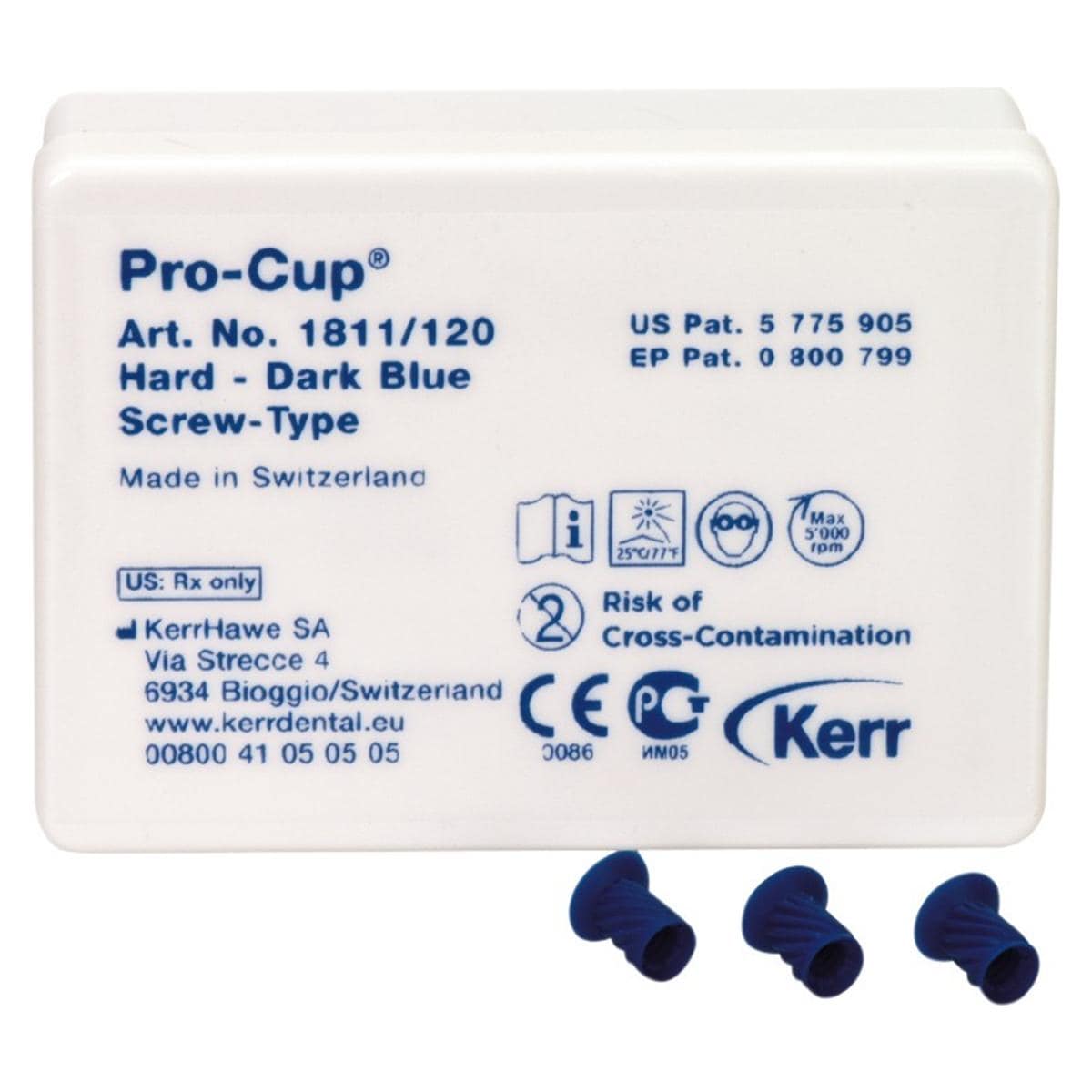 Pro-Cups, cupules  polir screw type - 1811/120 Pro-Cup Dures (bleu fonc) - Cupule  vis, 120 pcs