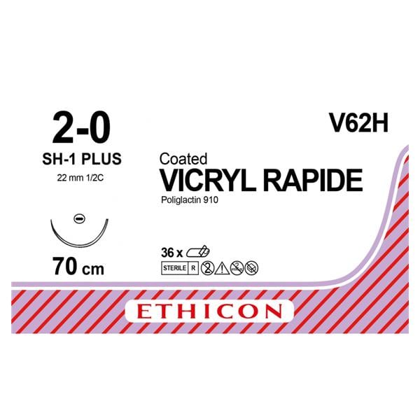 Vicryl Rapide - lengte 70cm, 36 stuks 2/0, naald SH-1 - V62H