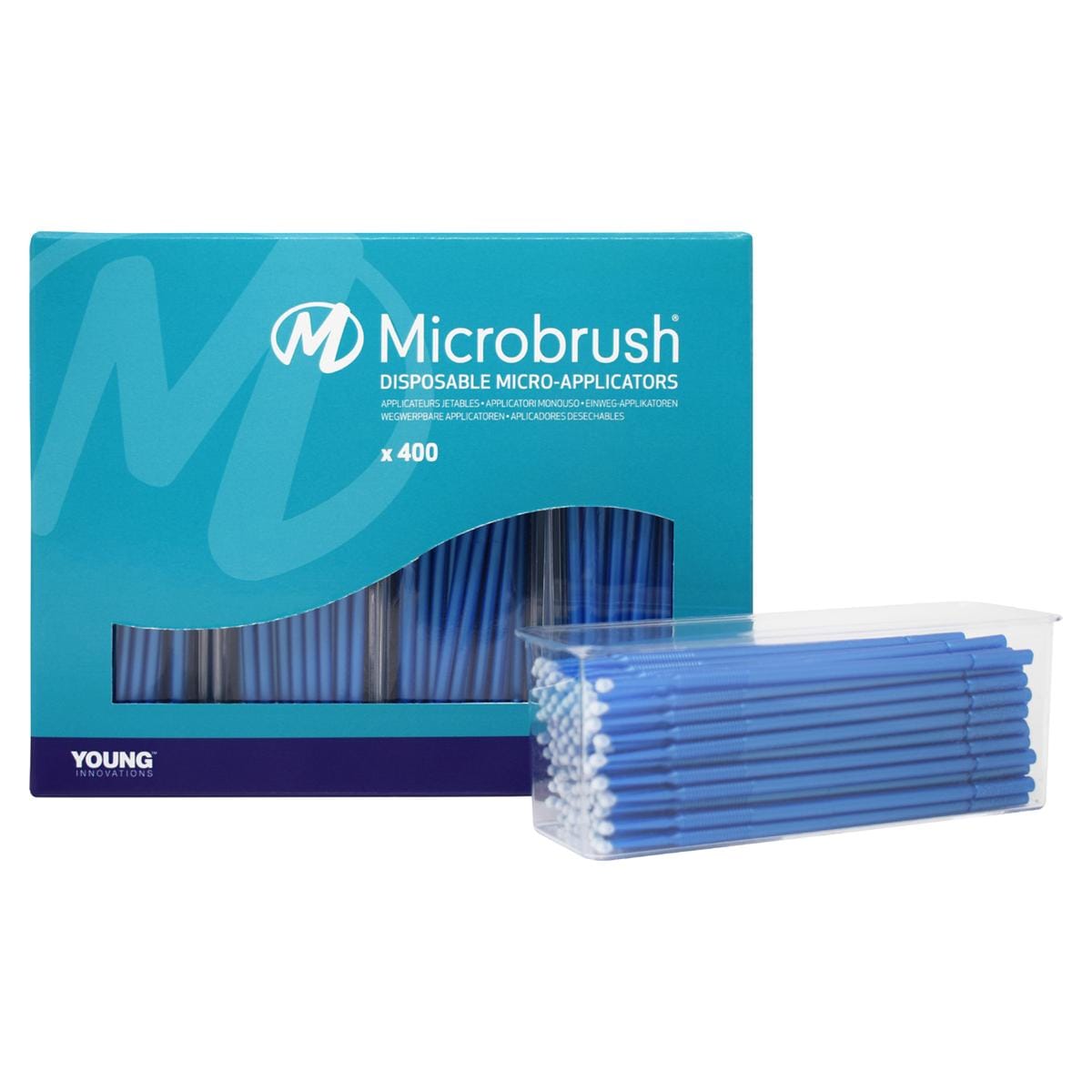 Microbrush Plus navulling voor Dispenser - Regular (2,0 mm) blauw, 4x 100 stuks