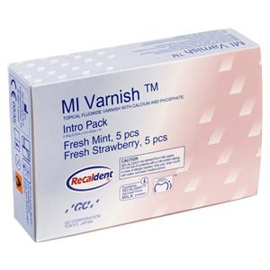 MI Varnish - Intropack - Elk 5x 0,4 ml aardbei en mint + 20 borsteltjes