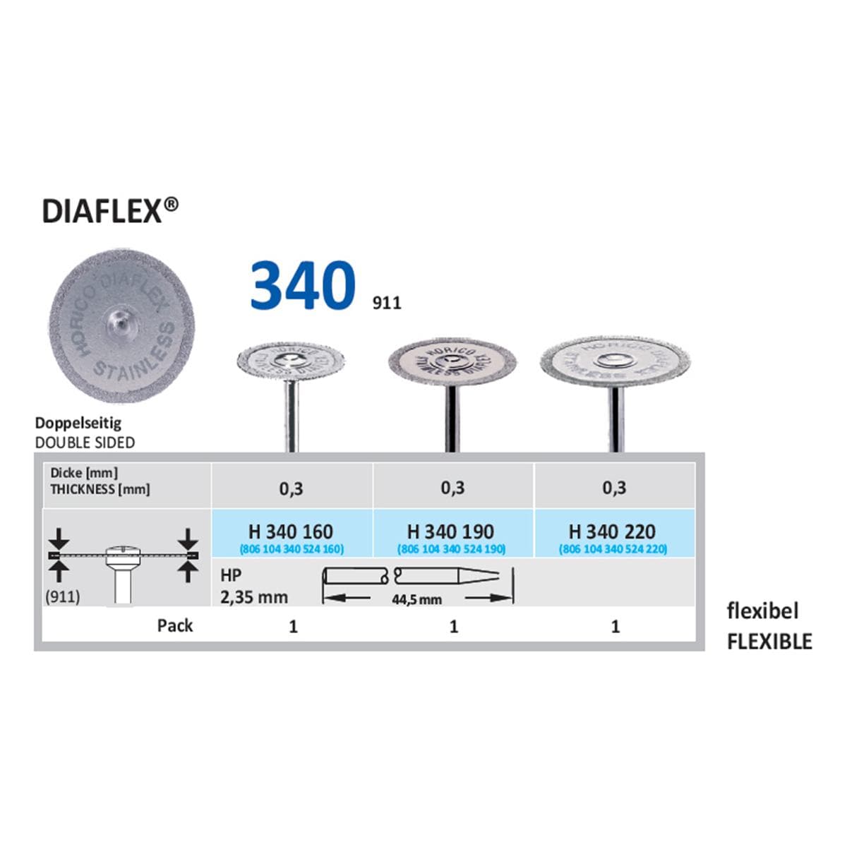 Diamantschijf Diaflex H 340 - HP 220  22 mm dubbelzijdig medium