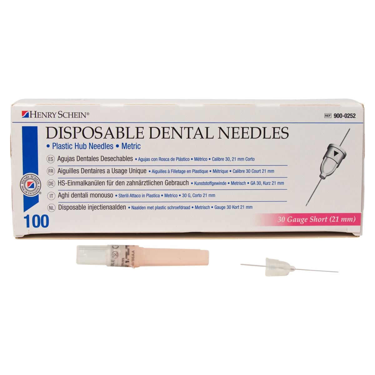Disposable Dental Needles - 30G short 0,3 x 21 mm roze