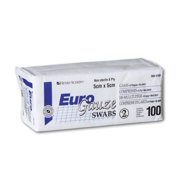 EuroGauze non-strile - 5 x 5 cm, 100 pcs, 8 plis