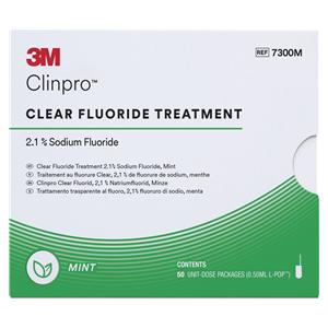 3M Clinpro Clear Fluorure, L-Pop - Menthe, 50 L-Pop traitement  usage unique  0,5 ml