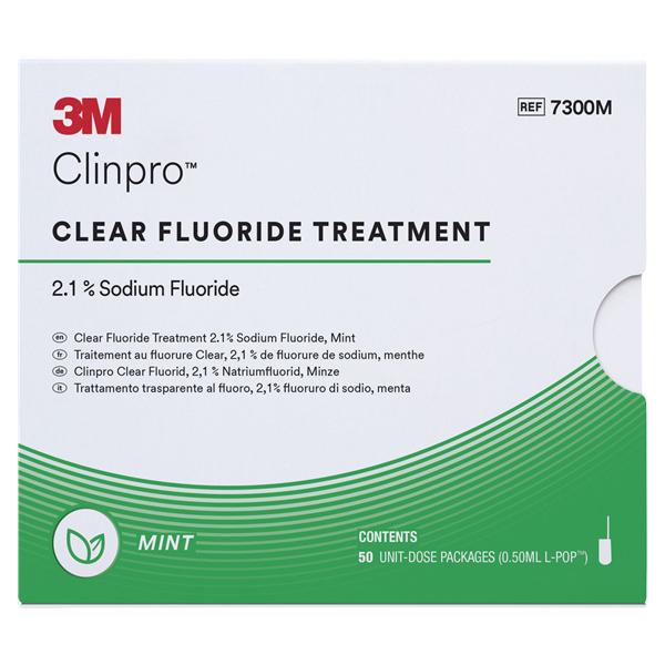 3M Clinpro Clear Fluorure, L-Pop - Menthe, 50 L-Pop traitement  usage unique  0,5 ml