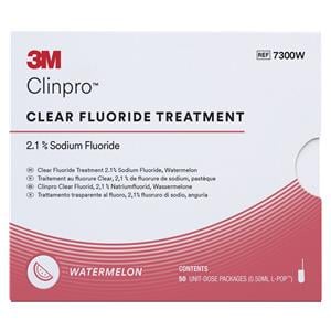 3M Clinpro Clear Fluorure, L-Pop - Pastque, 50 L-Pop traitement  usage unique  0,5 ml