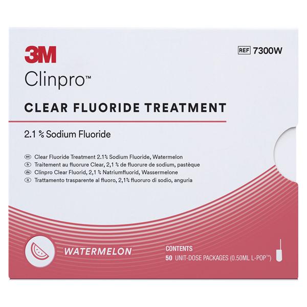 3M Clinpro Clear Fluorure, L-Pop - Pastque, 50 L-Pop traitement  usage unique  0,5 ml