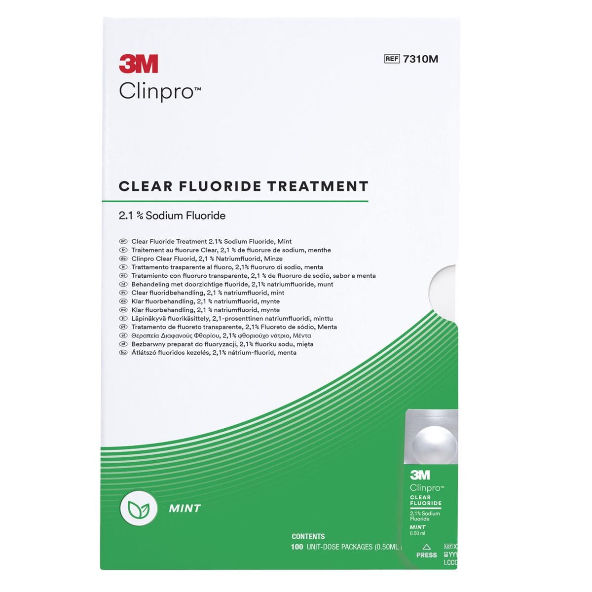 3M Clinpro Clear Fluorure, L-Pop - Menthe, 100 L-Pop traitement  usage unique  0,5 ml