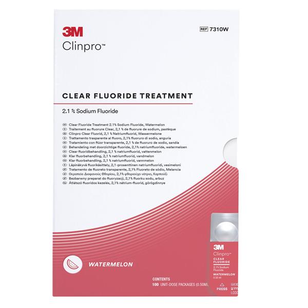 3M Clinpro Clear Fluorure, L-Pop - Pastque, 100 L-Pop traitement  usage unique  0,5 ml