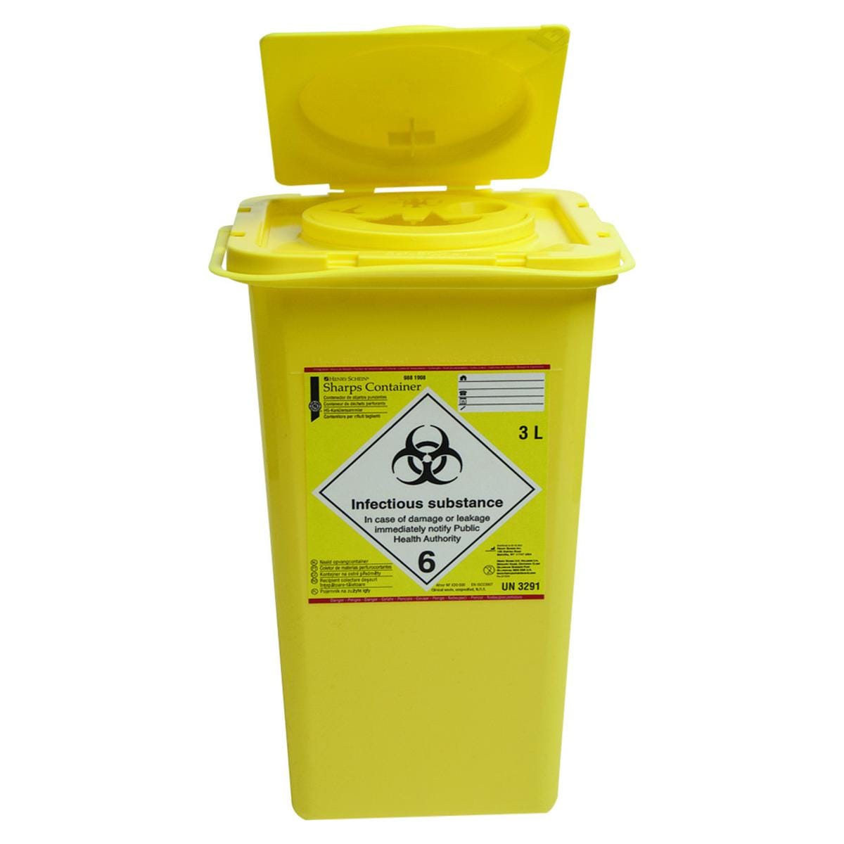 Naalden/afval container - 3 liter, rechthoekig, 15,5 x 15 x 25,5 cm