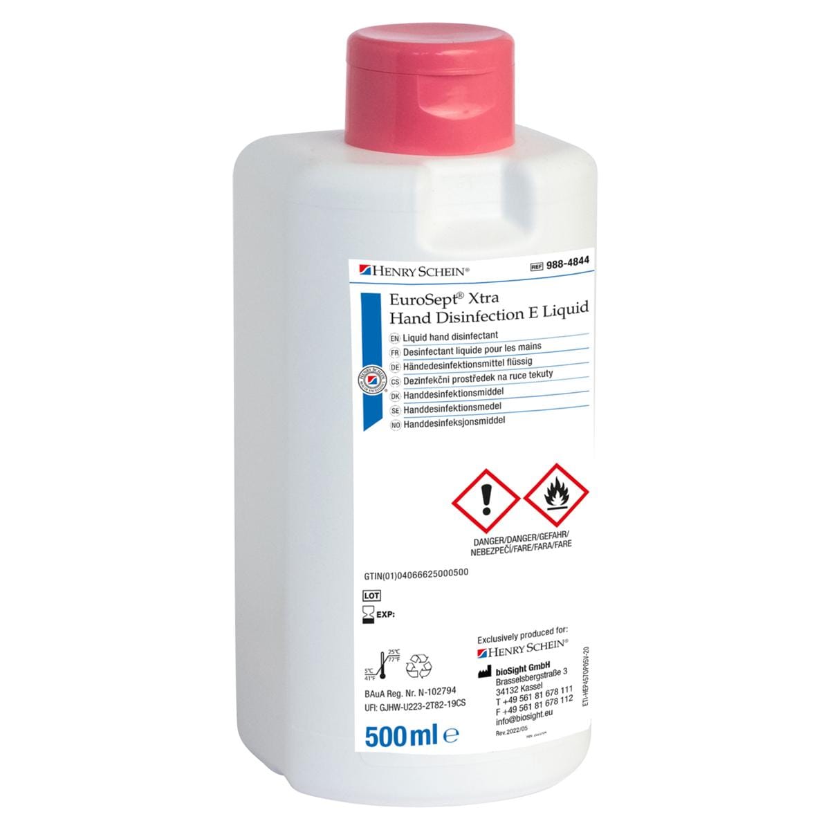 EuroSept Xtra Hand Disinfection E Liquid - Flacon, 500 ml