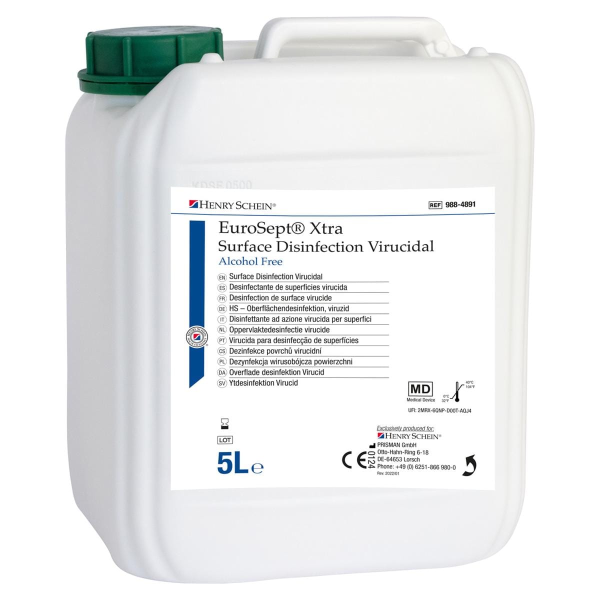EuroSept Xtra Surface Disinfection Virucidal Alcohol Free - Bidon, 5 litres