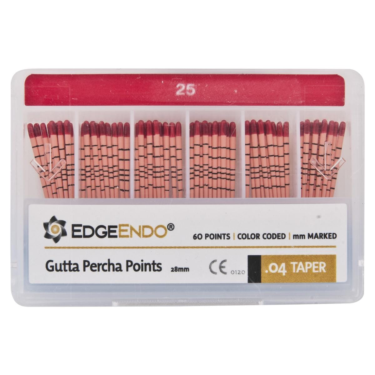 EdgeFile X7 Guttapercha points - Taper 04, ISO 25 (rouge) 60 pcs