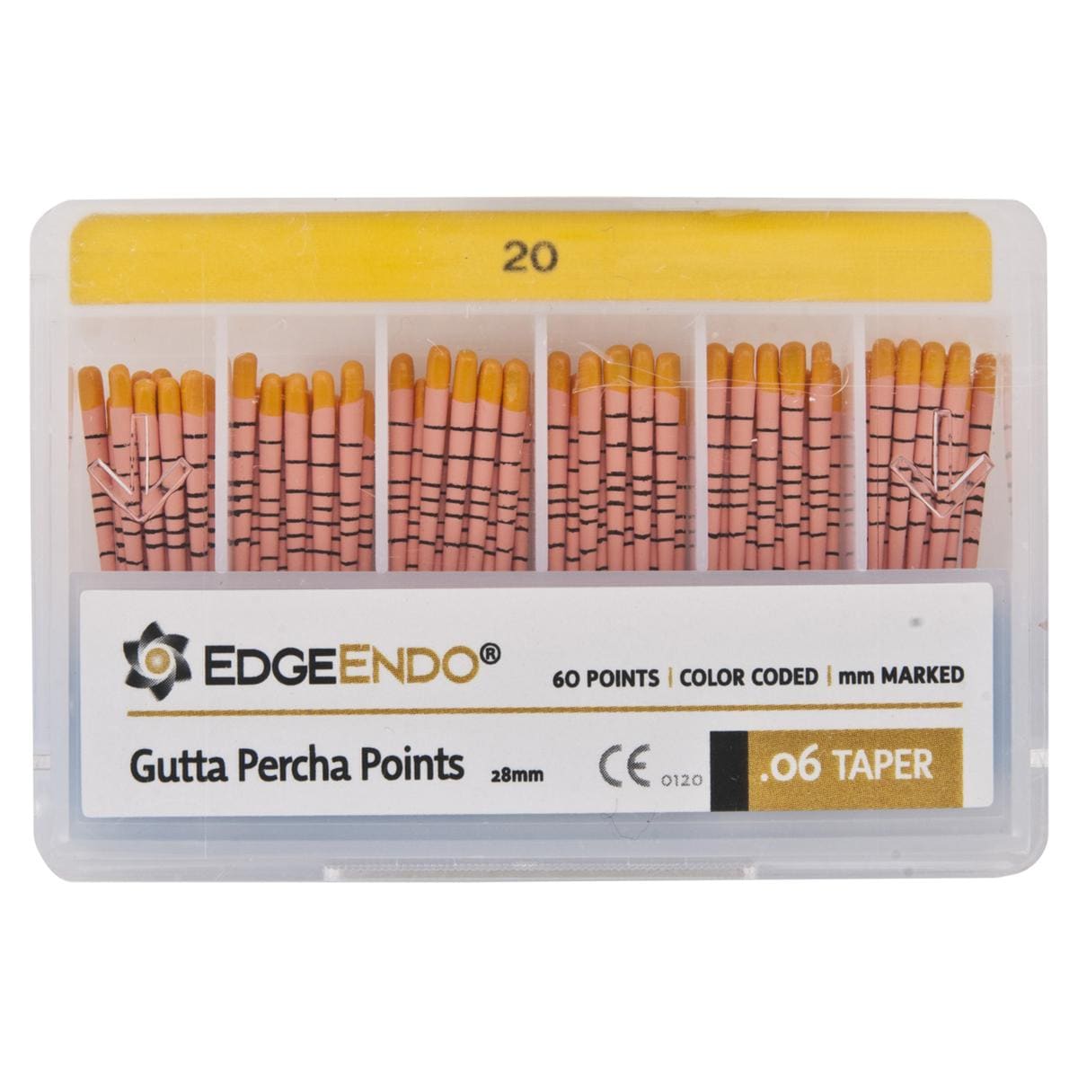 EdgeFile X7 Guttapercha points - Taper 06, ISO 20 (jaune) 60 pcs